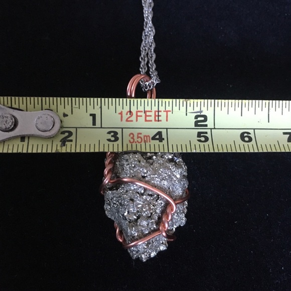 Handcrafted Fools Gold Wire Wrapped Rock Necklace - Picture 10 of 10